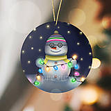 Dekorácie - Snehuliačik so svetielkami - vianočná ozdoba - 18039845_