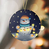 Dekorácie - Snehuliačik so svetielkami - vianočná ozdoba - 18039847_