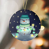 Dekorácie - Snehuliačik so svetielkami - vianočná ozdoba - 18039848_