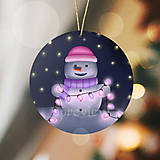 Dekorácie - Snehuliačik so svetielkami - vianočná ozdoba - 18039849_
