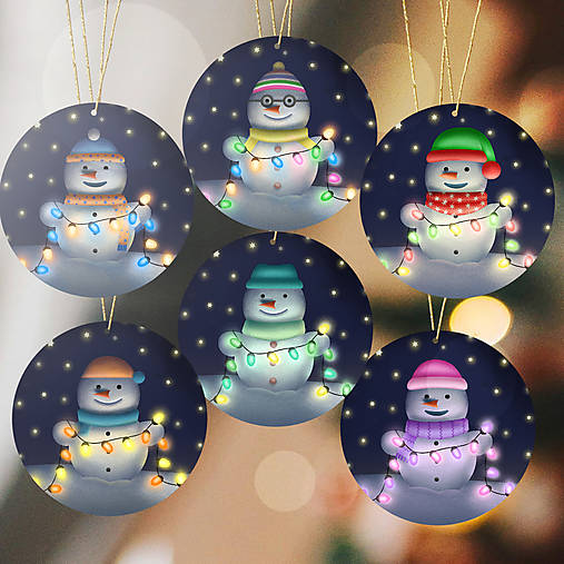 Dekorácie - Snehuliačik so svetielkami - vianočná ozdoba - 18039843_