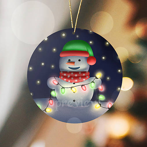 Dekorácie - Snehuliačik so svetielkami - vianočná ozdoba (milý Adam) - 18039850_