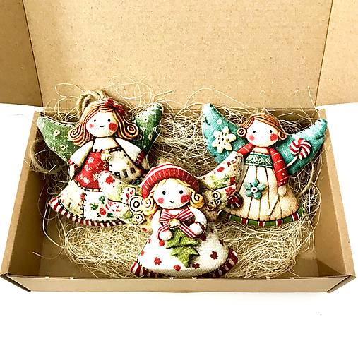 Anjeli s rolničkami v krabičke, 3 ks (sada 2)