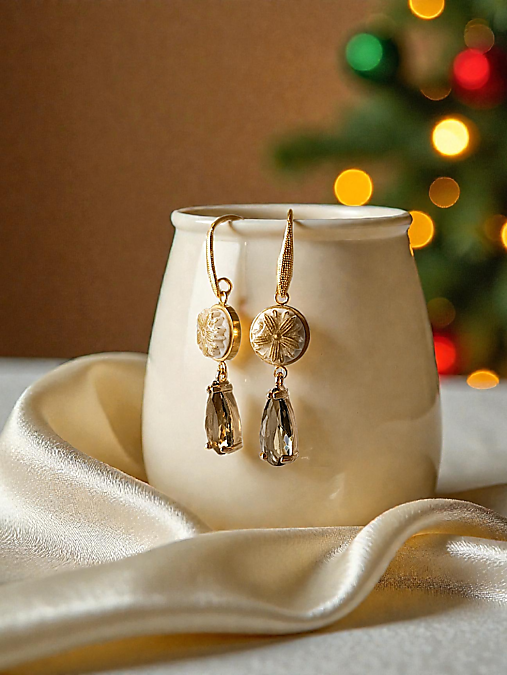 Náušnice - Nocturne in Gold - náušnice z modelovacej hmoty - 18042374_