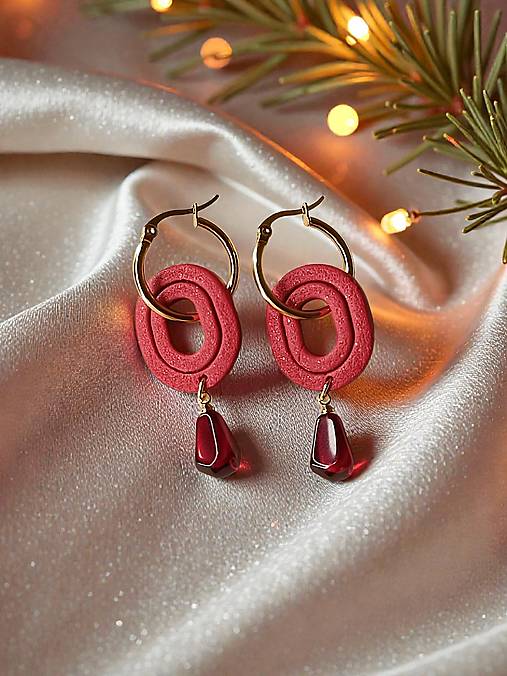 Náušnice - Zlaté granátové jablko - náušnice z modelovacej hmoty - 18042401_