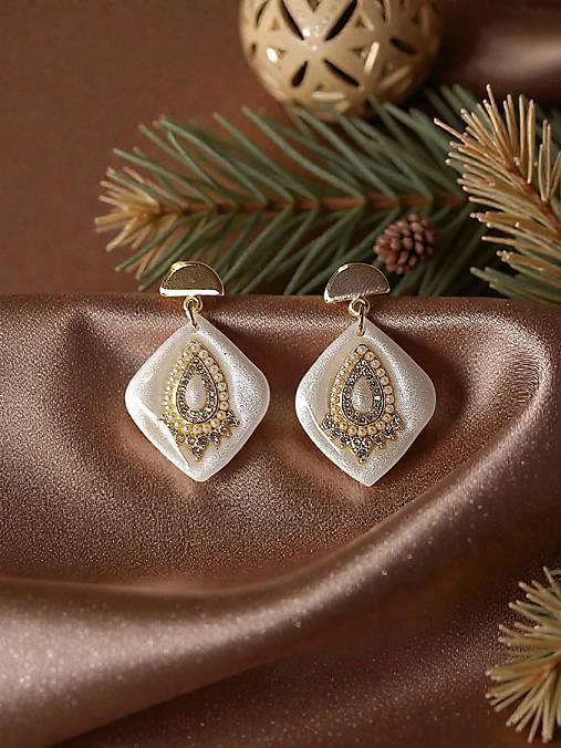 Náušnice - Perlová poézia - náušnice z modelovacej hmoty (Strofa I.) - 18042476_