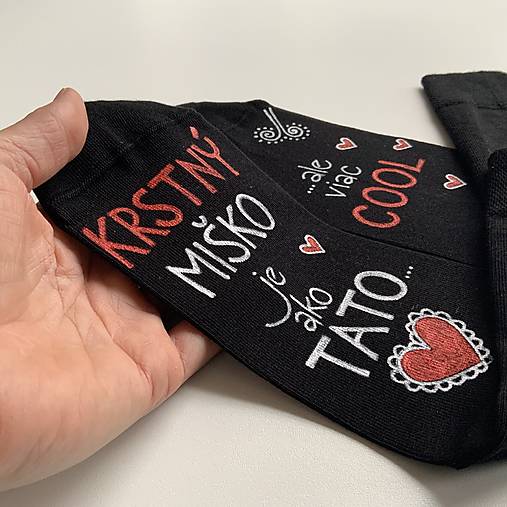 Maľované ponožky pre KRSTNÚ/KRSTNÉHO, ktorí sú výnimoční a COOL (Čierne pre krstného (s menom alebo bez mena))