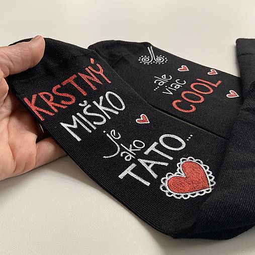 Maľované ponožky pre KRSTNÚ/KRSTNÉHO, ktorí sú výnimoční a COOL (Čierne pre krstného (s menom alebo bez mena))