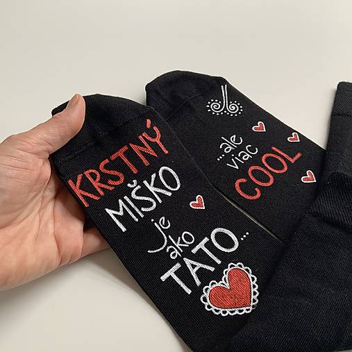 Maľované ponožky pre KRSTNÚ/KRSTNÉHO, ktorí sú výnimoční a COOL (Čierne pre krstného (s menom alebo bez mena))