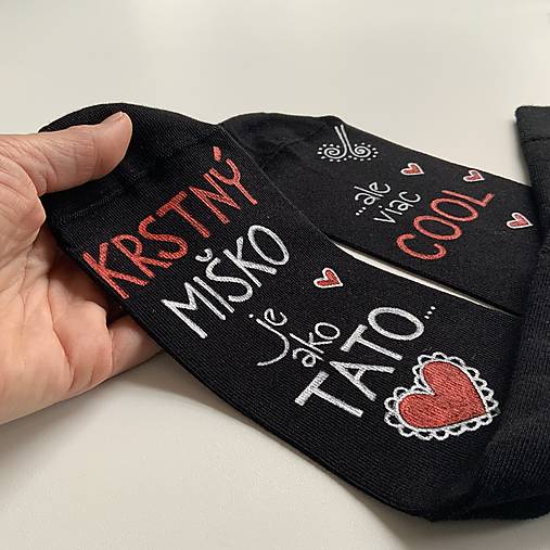 Maľované ponožky pre KRSTNÚ/KRSTNÉHO, ktorí sú výnimoční a COOL (Čierne pre krstného (s menom alebo bez mena))