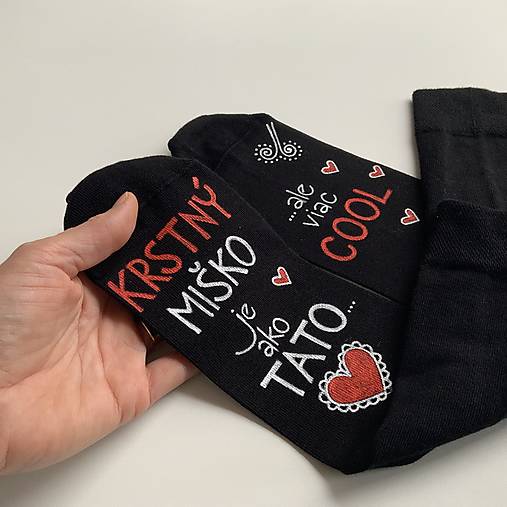 Maľované ponožky pre KRSTNÚ/KRSTNÉHO, ktorí sú výnimoční a COOL (Čierne pre krstného (s menom alebo bez mena))