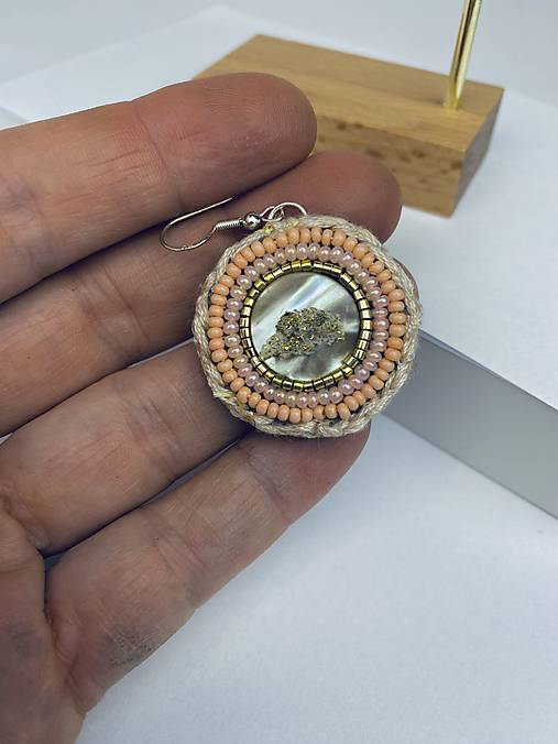 Náušnice vyšívané  kulaté korálkové