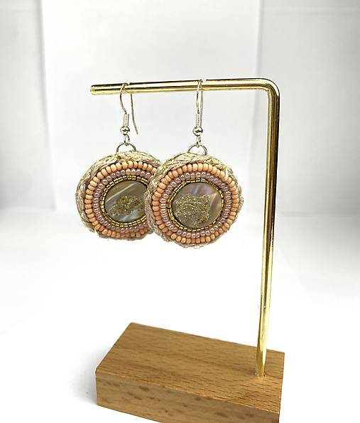 Náušnice vyšívané  kulaté korálkové