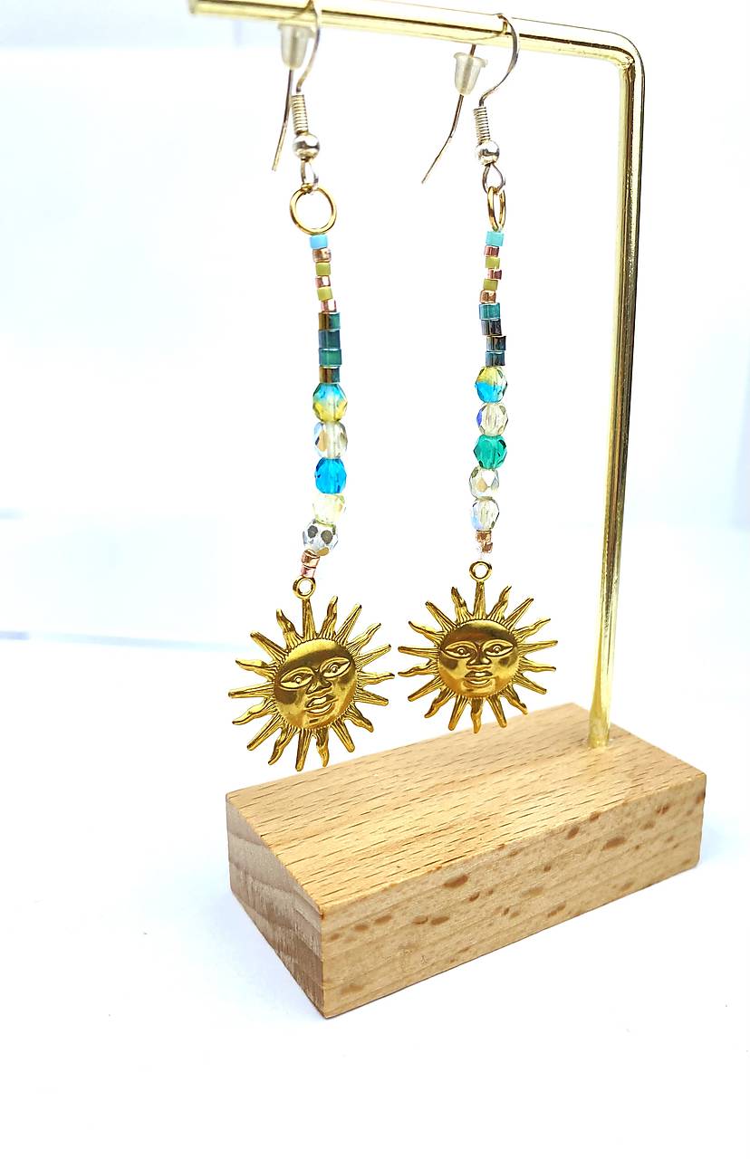 Náušnice visací dlouhé korálkové sun