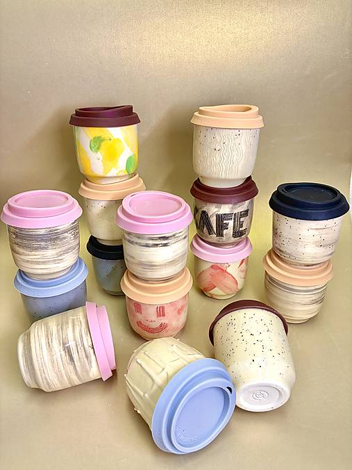 Keramický travel cup Marble (hnedé viečko)