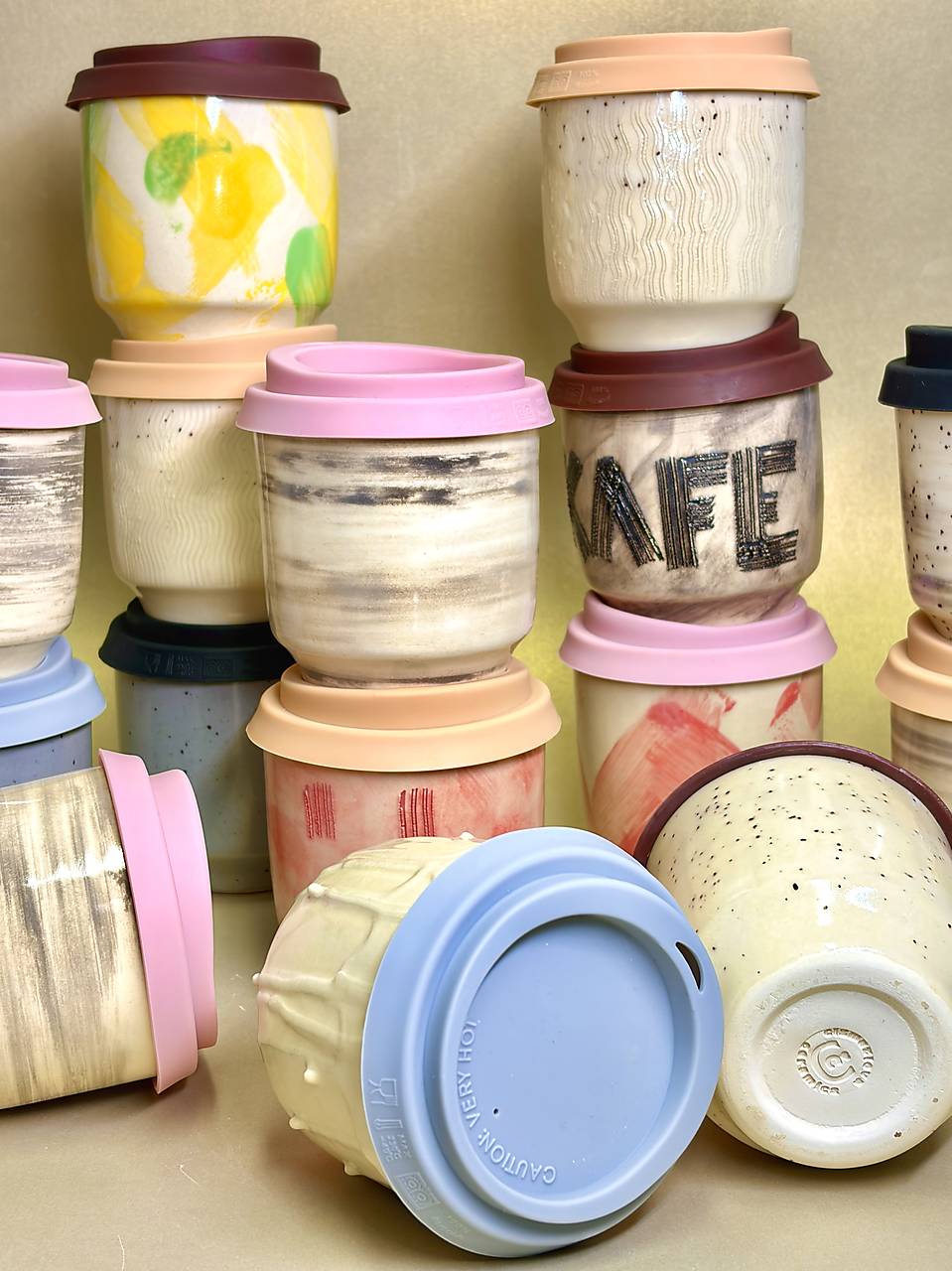 Keramický travel cup Marble (hnedé viečko)