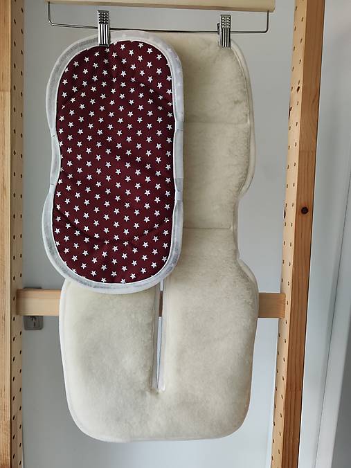 Detský textil - VLNIENKA Vložka proti poteniu do autosedačky Cybex Sirona 100% Merino top super wash Natural Hviezdičky bordove - 18043029_