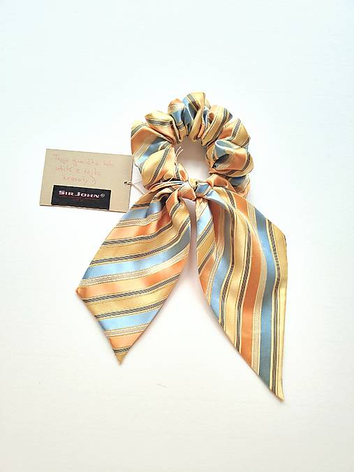Maxi scrunchie hodvábna (žlto-modrá)