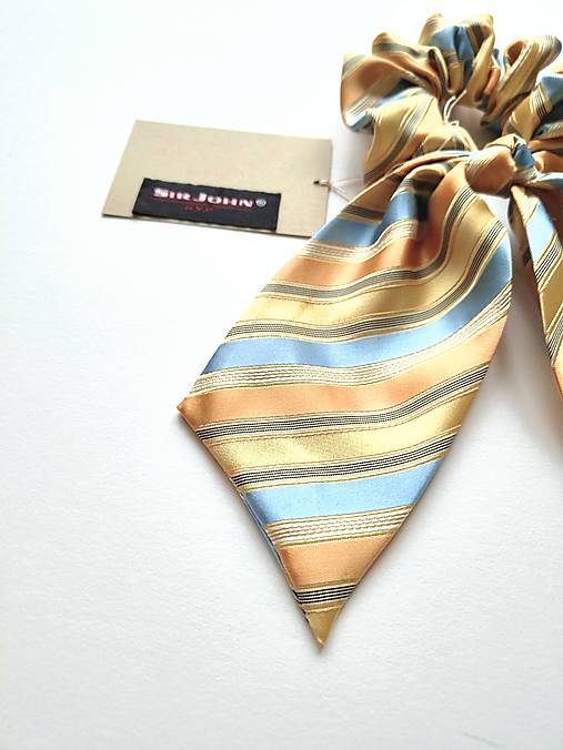 Maxi scrunchie hodvábna (žlto-modrá)