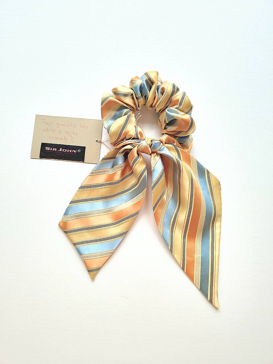 Maxi scrunchie hodvábna (žlto-modrá)