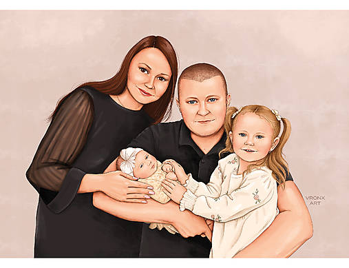 Grafika - Ilustrácia na mieru pre Vás ;) / Digitálna - Rodina 3 osoby - 18043744_