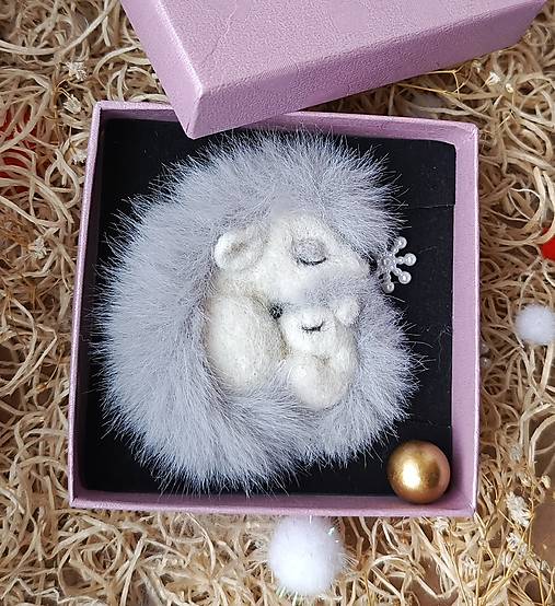 Brošne - Plstená brošňa ježko - 18044222_