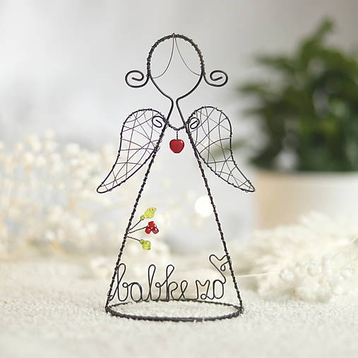 Dekorácie - anjelik pre babku s nápisom 15cm - 18045503_