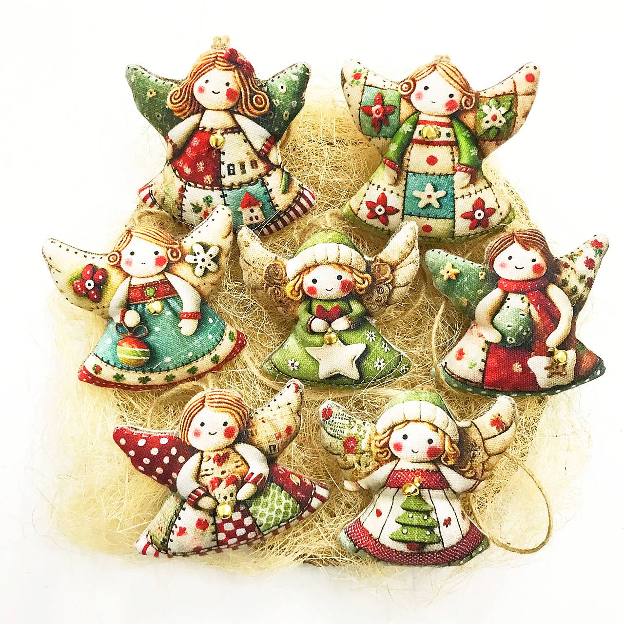 Anjeli s rolničkami v krabičke, 7 ks