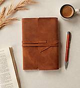 Papiernictvo - Kožený zápisník s vymeniteľným vnútrom A5 karamel rovný - 18045172_