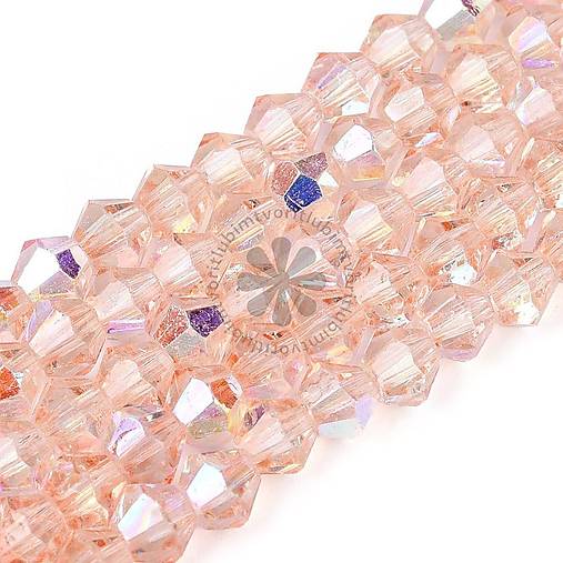 Korálky - (1939) Sklenené brúsené korálky BICONE, 4 mm - 1 vlasec - 18044889_