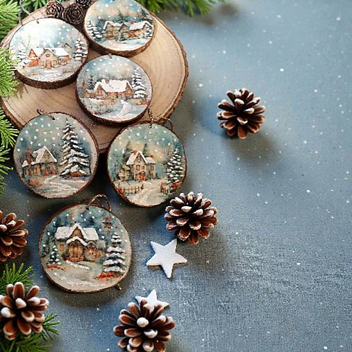 Dekorácie - Drevené ozdoby Domček a deti - 18044462_