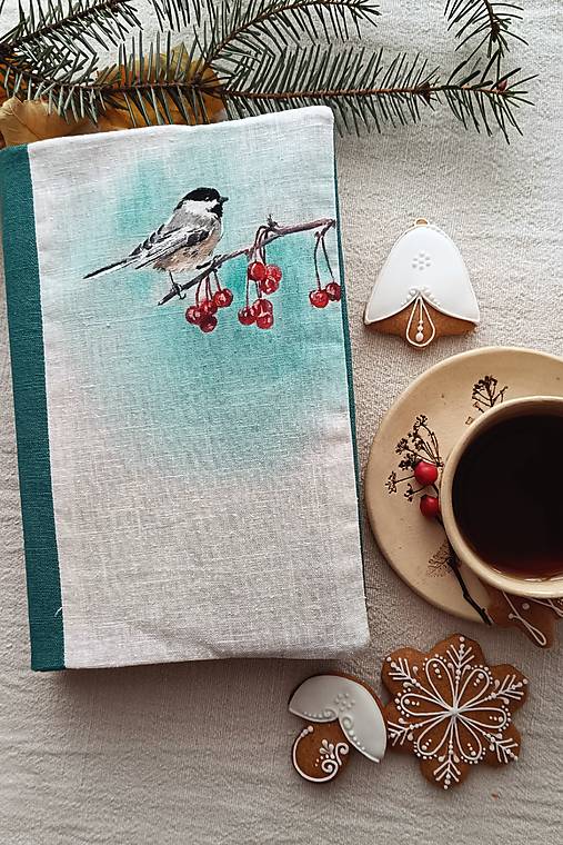 Papiernictvo - Maľovaný obal na knihu, sýkorka hôrna - 18044653_