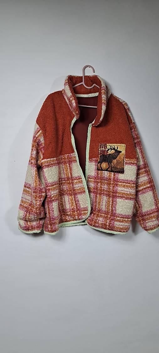 Dámská bunda sherpa s kostkou