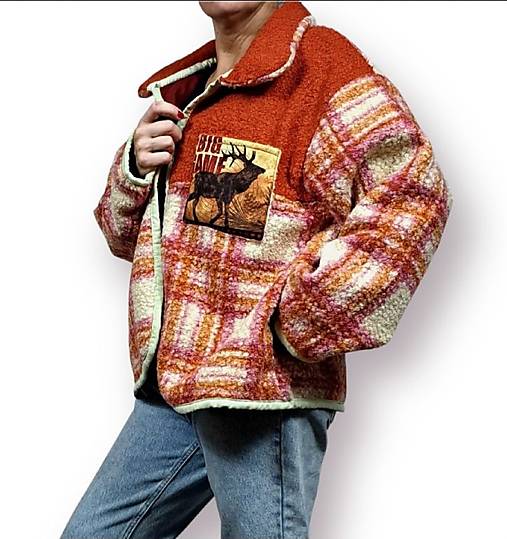 Dámská bunda sherpa s kostkou