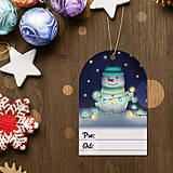 Úložné priestory & Organizácia - Snehuliačik so svetielkami - vianočná menovka - 18045258_