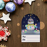 Úložné priestory & Organizácia - Snehuliačik so svetielkami - vianočná menovka - 18045259_