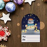 Úložné priestory & Organizácia - Snehuliačik so svetielkami - vianočná menovka - 18045261_