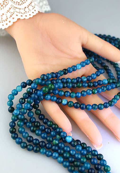 Minerály - apatit korálky 6mm A+ kvalita - polšnúra - 18047126_