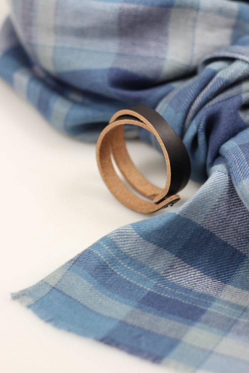 Pánsky modrý kockovaný šál z mäkkého 100% ľanu "Scott"