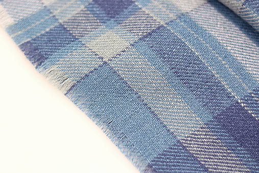 Pánsky modrý kockovaný šál z mäkkého 100% ľanu "Scott"