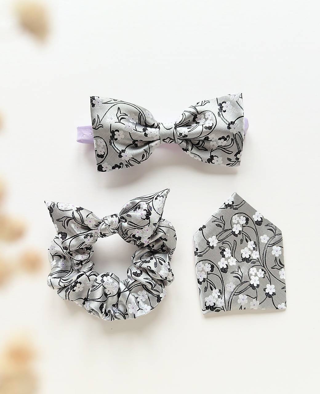 Sivý kvietkovaný set