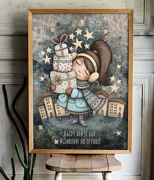 Grafika - Print Každý deň je dar (celofarebný) - 18046722_