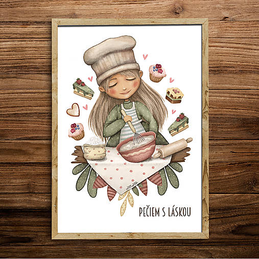 Grafika - Print Pečiem s láskou - 18046755_