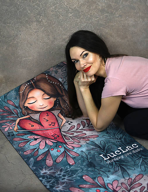 Úžitkový textil - Jógamatka s ilustráciou Zo srdca - 18047013_