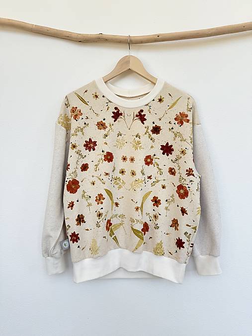 Mikiny - eco-print mikina_letná lúka - 18048304_