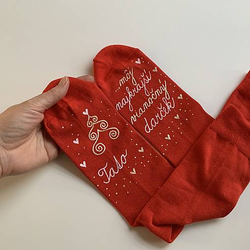 Maľované vianočné ponožky s nápisom: "Si môj ... vianočný darček... (Set 2 párov na ponožkách vo farbe na želanie)