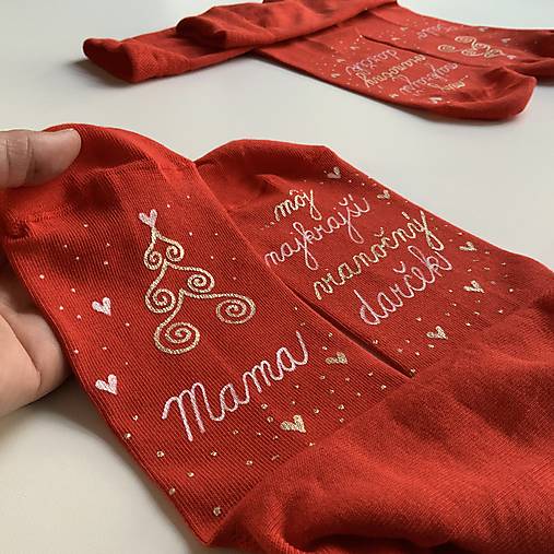 Maľované vianočné ponožky s nápisom: "Si môj ... vianočný darček... (Set 2 párov na ponožkách vo farbe na želanie)