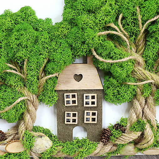 Machový obraz Stromy s domčekom (30x25 cm)