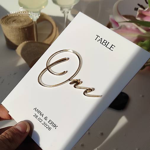 Svadobné čísla stolov- svadobná dekorácia, zlatá 011