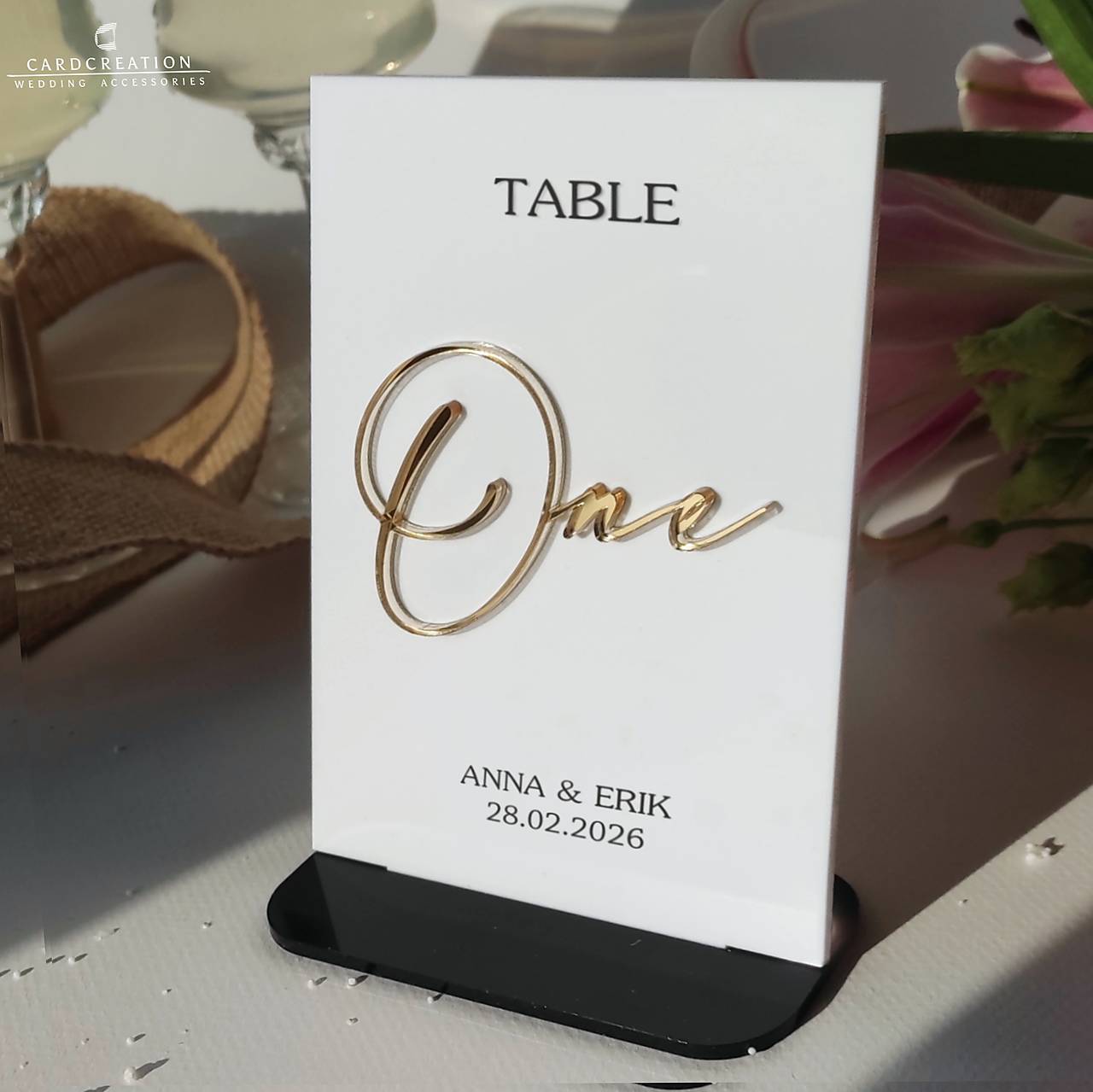 Svadobné čísla stolov- svadobná dekorácia, zlatá 011